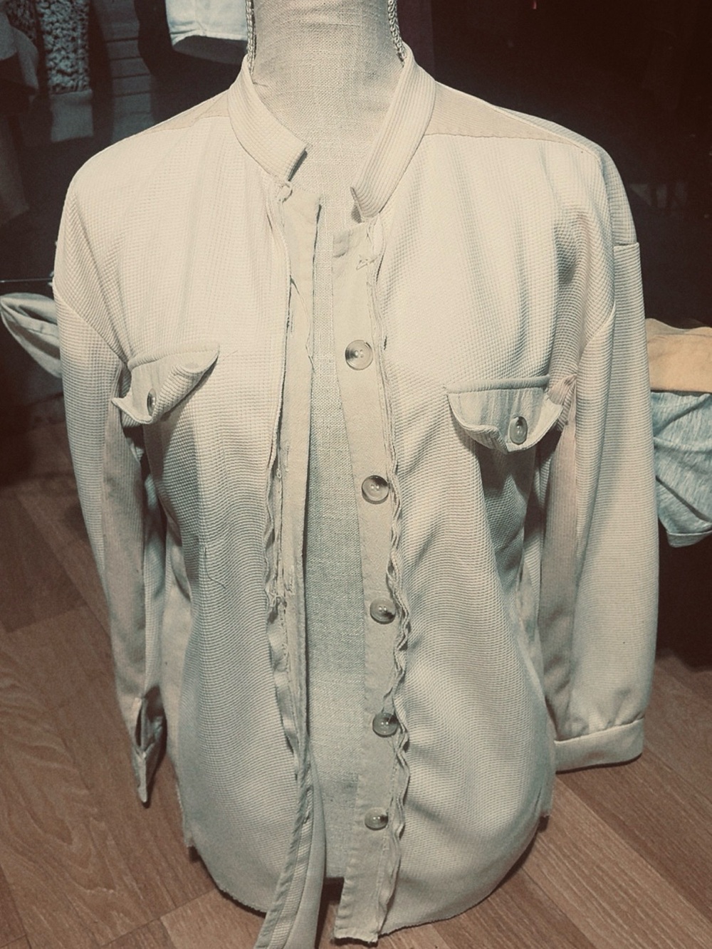 Lightweight Cream Button-Front Jean Jacket